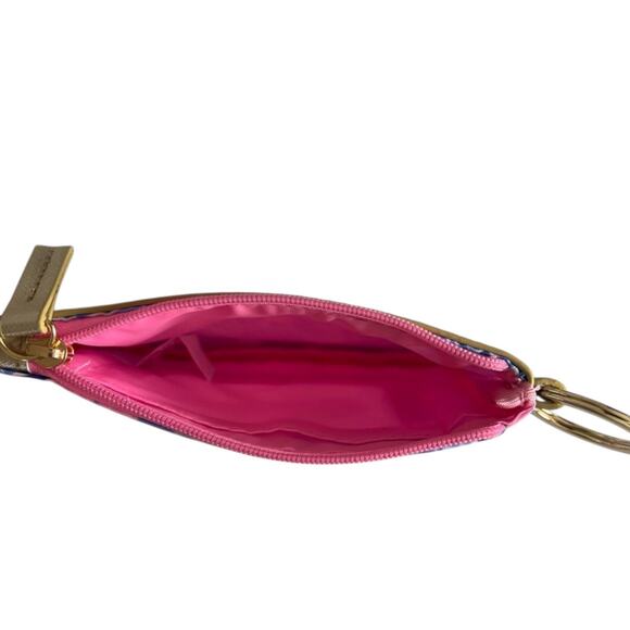 Lilly Pulitzer ID Case Keychain Beach Wallet with Zip Close Pink/Blue - Picture 7 of 9